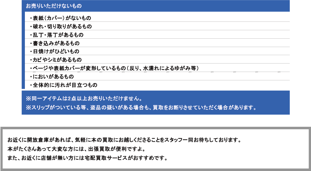 「開放倉庫山城店」2017.06.20古本買取表!注意事項
